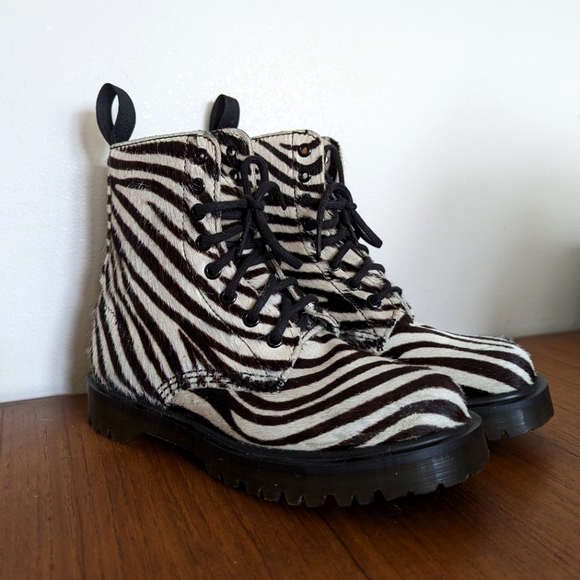 Dr. Martens Shoes Dr Martens Zebra Print Pony Hair Real Fur Leather